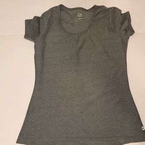 RBX Active Top Small Gray V-Neck Athletic Shirt Stretch Workout Tee Womens